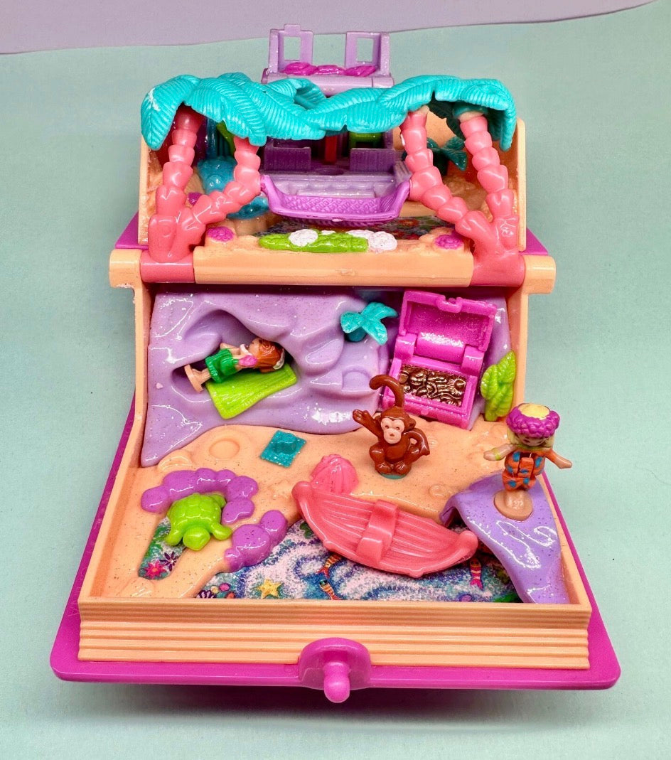 1995 Polly Pocket Glitter Island Tropical Paradise Enchanted Storybook 100% Complete