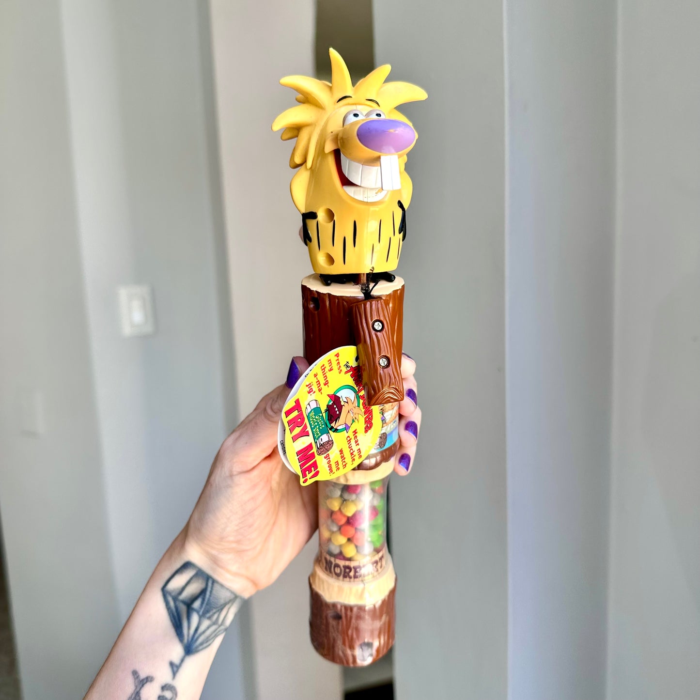1999 Angry Beavers Norbert Giggle Wiggle Stick Candy Dispenser