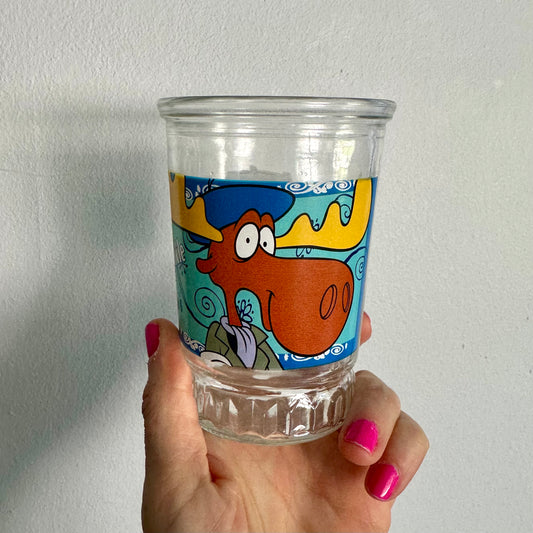 90’s Rocky and Bullwinkle Bama Jelly Jar Glass