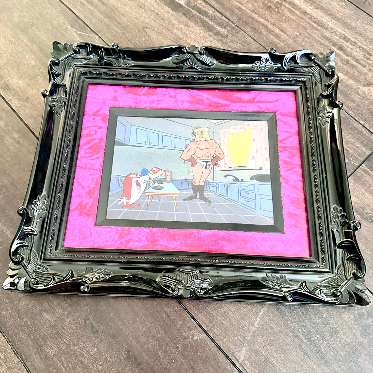 Vintage Framed Ren and Stimpy Postcard