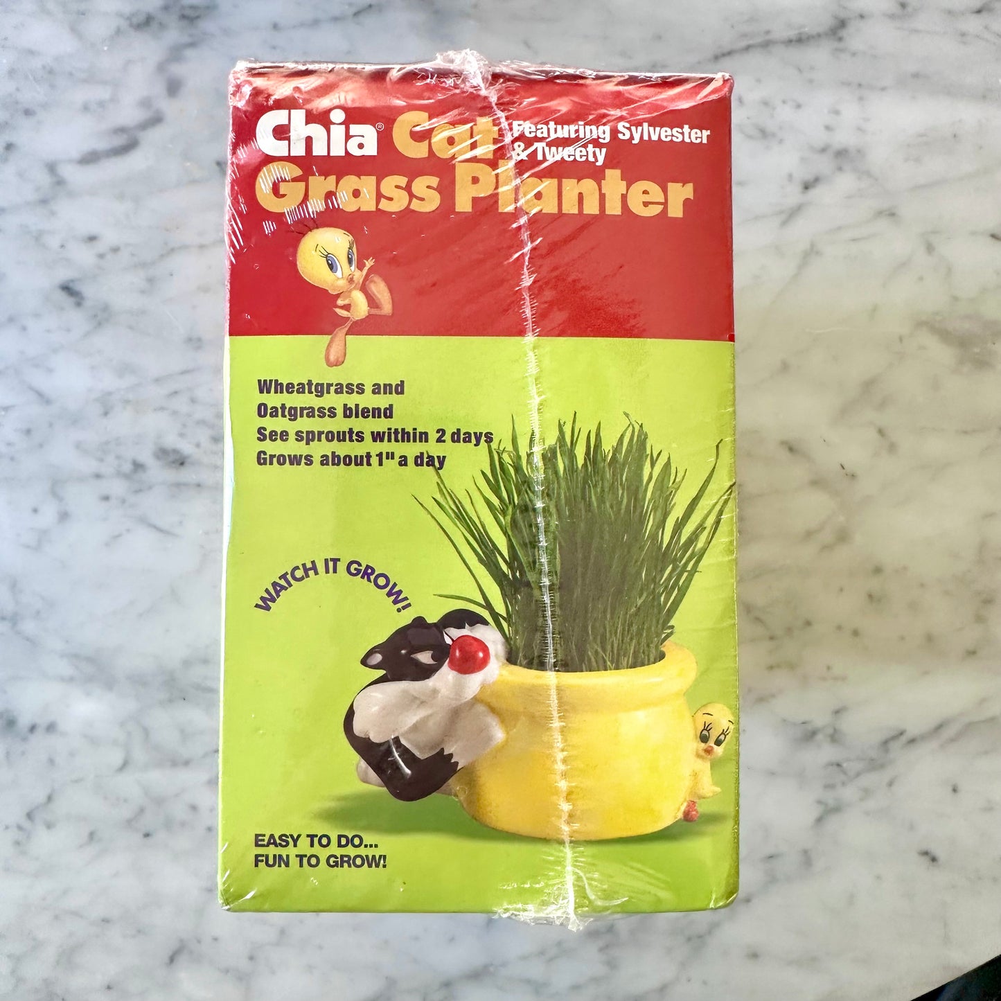 Vintage Chia Sylvester and Tweety Cat Grass Planter