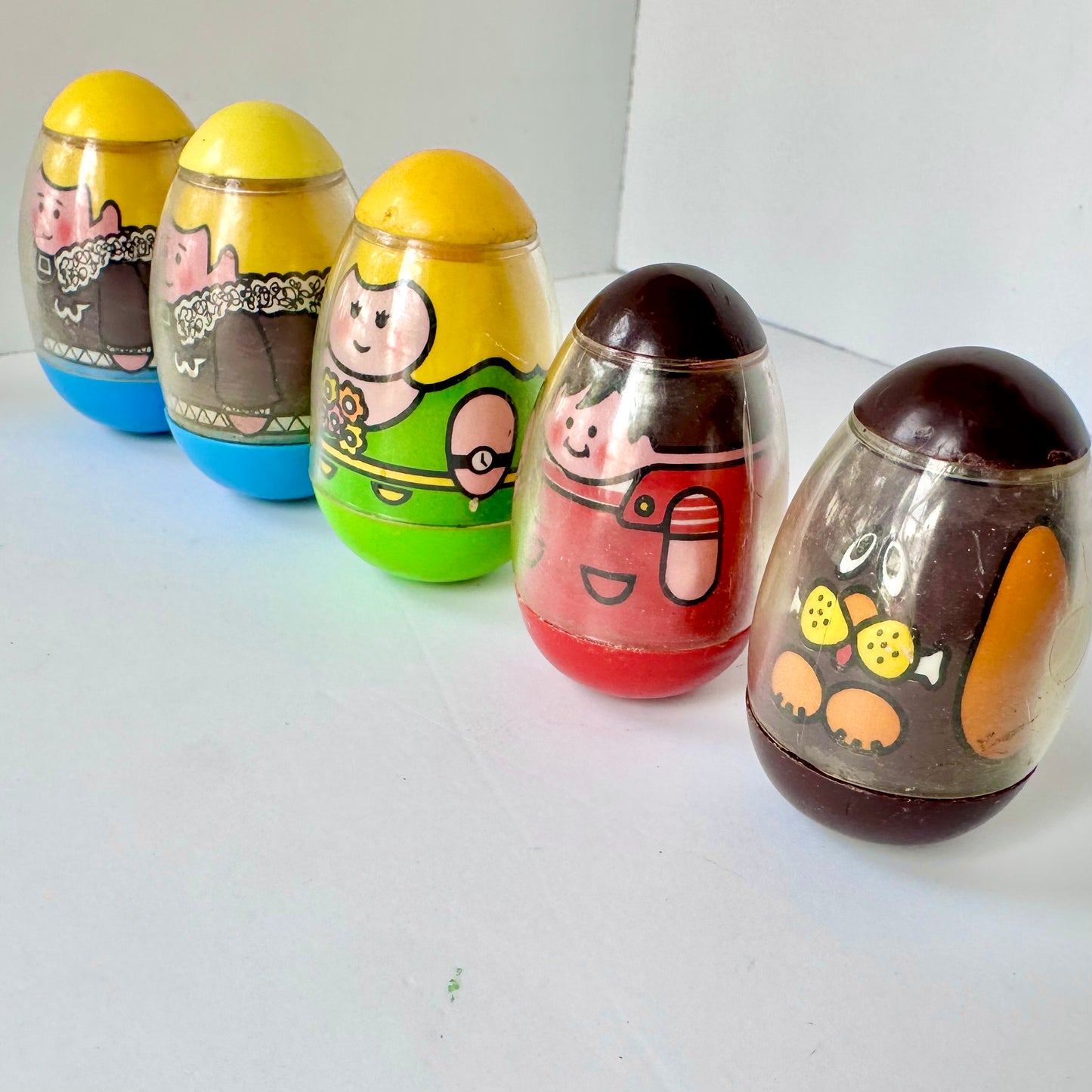 70’s Hasbro Peelable Weeble Lot of 5