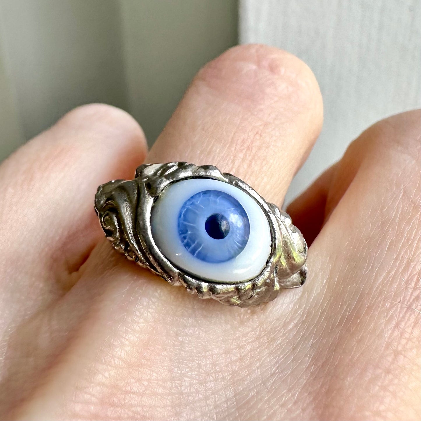 90’s Silver Plated Adjustable Eyeball Ring