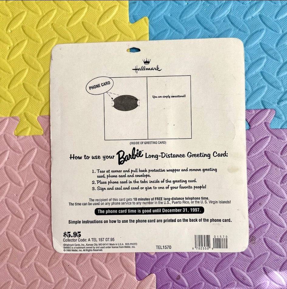 1995 Barbie Hallmark Greeting Card with Sprint Prepaid Phone Card