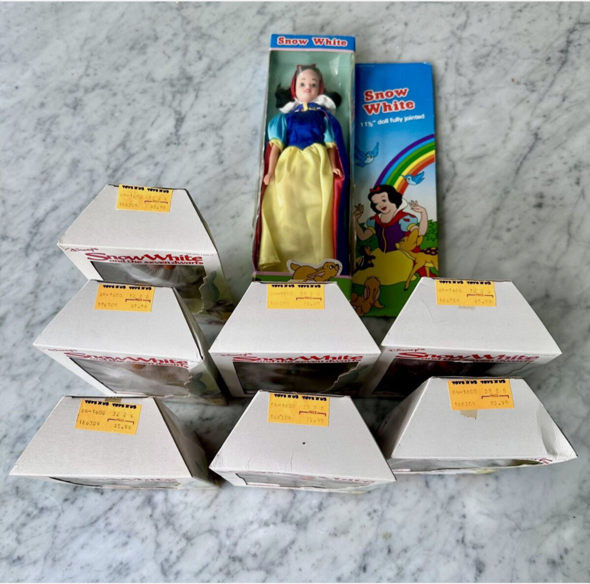 80’s Bikin Disney Snow White and the Seven Dwarfs Complete Doll Set