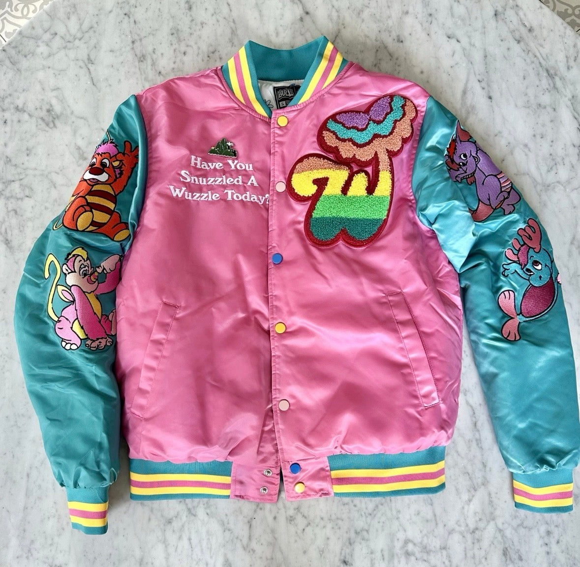 Bull Airs Wuzzles Premium Satin Bomber Jacket Size Small