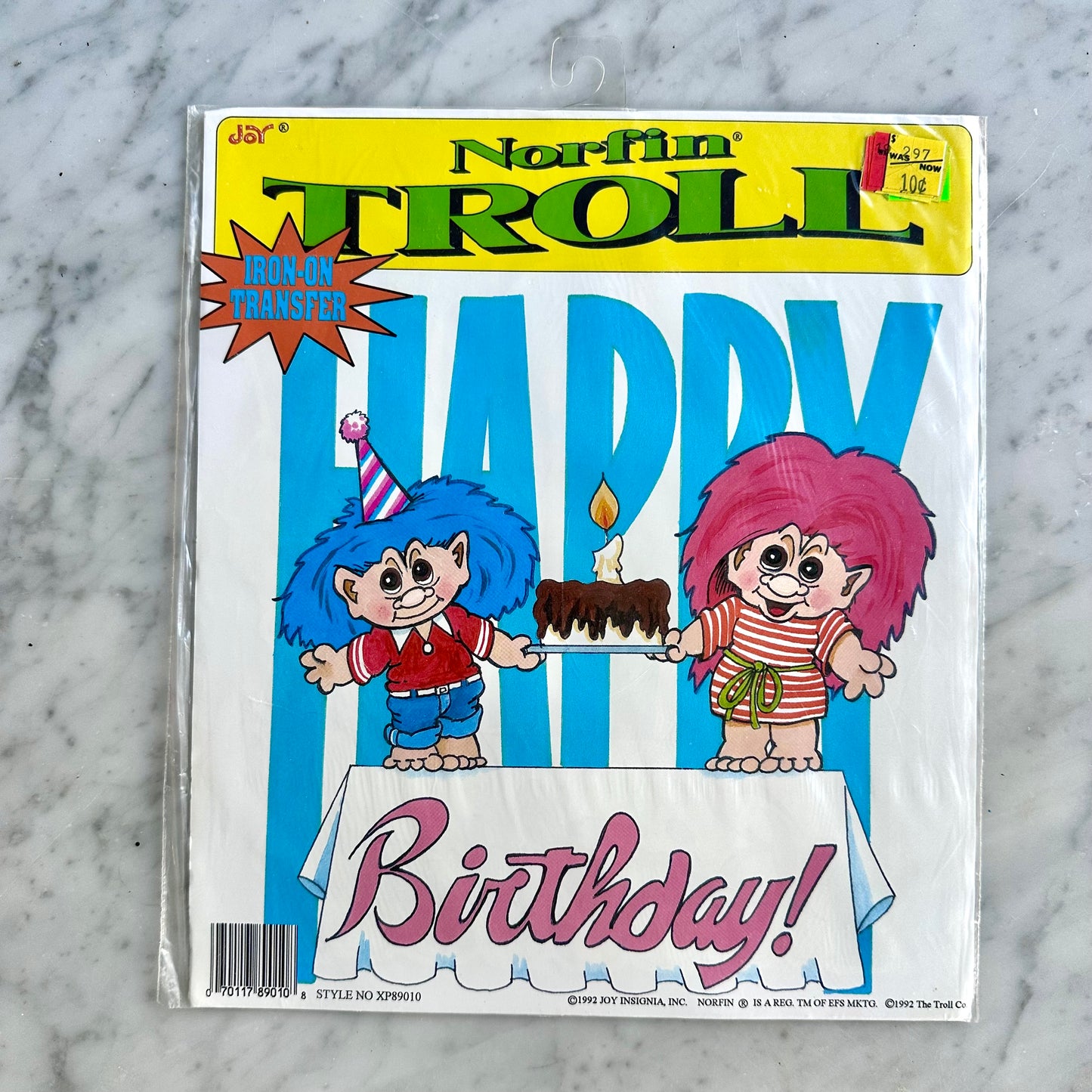 1992 Norfin Troll Happy Birthday Iron On