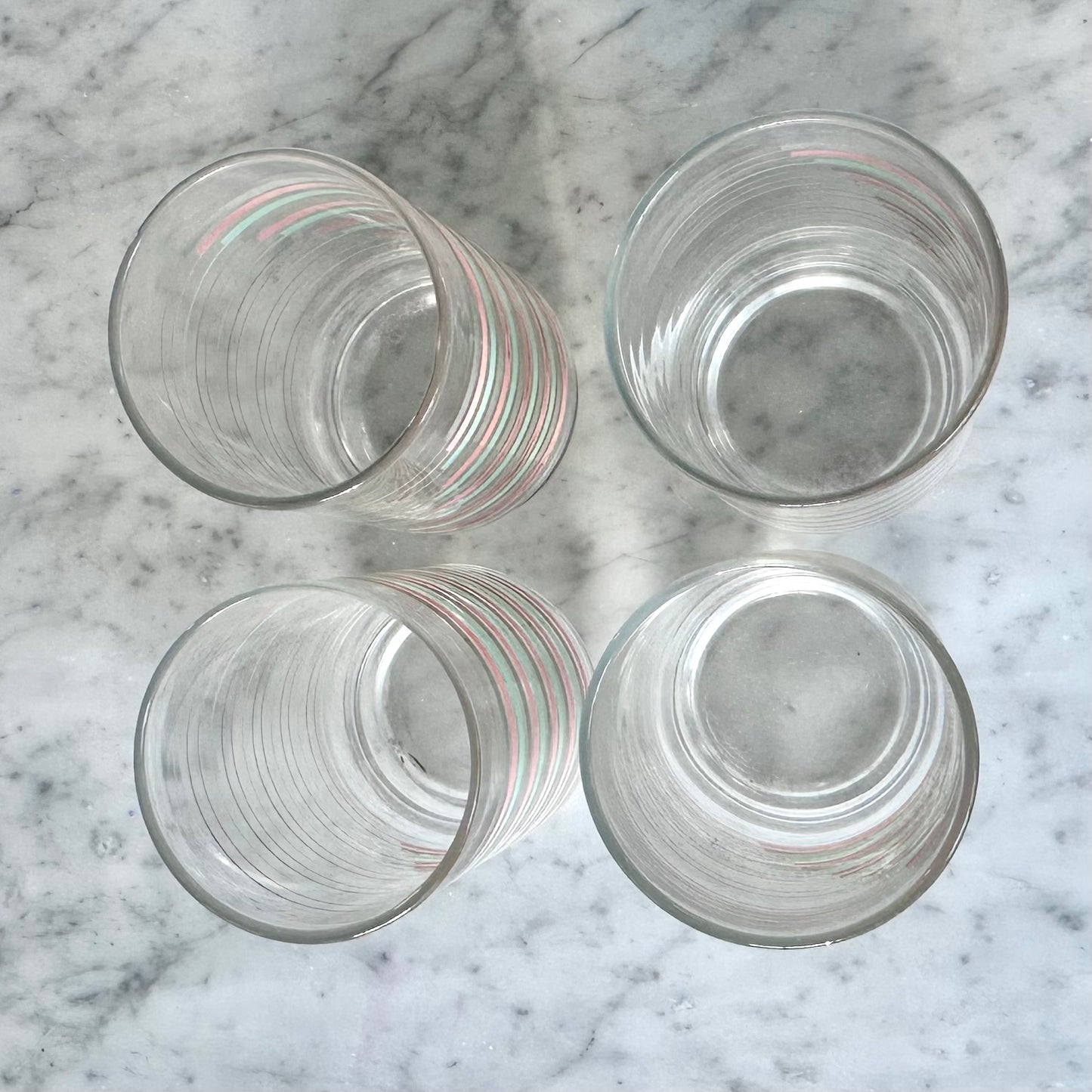 80’s Set of 4 Pastel Striped Drinking Glasses