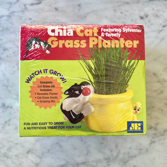 Vintage Chia Sylvester and Tweety Cat Grass Planter