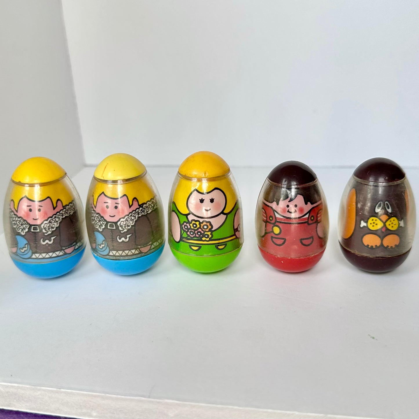 70’s Hasbro Peelable Weeble Lot of 5