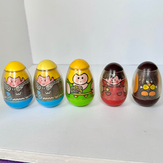 70’s Hasbro Peelable Weeble Lot of 5