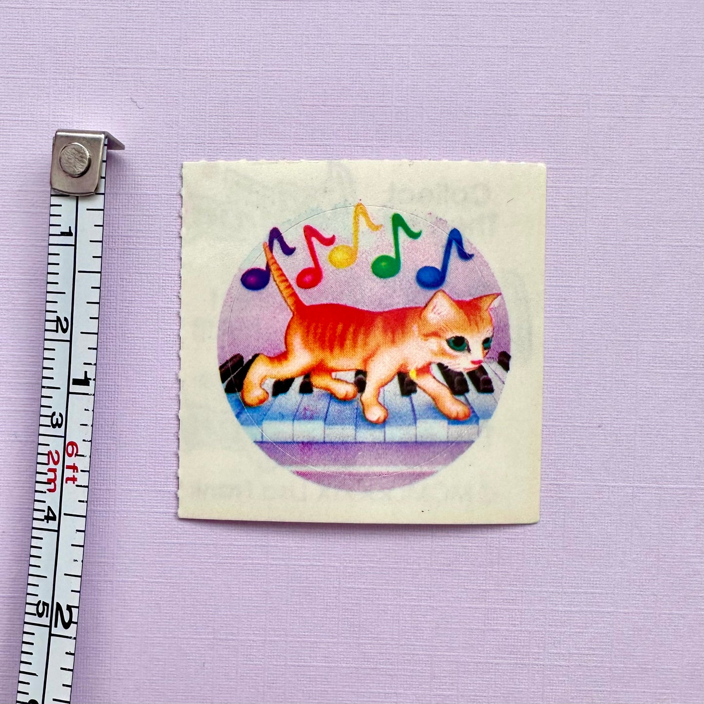 80’s Lisa Frank Piano Kitty Sticker