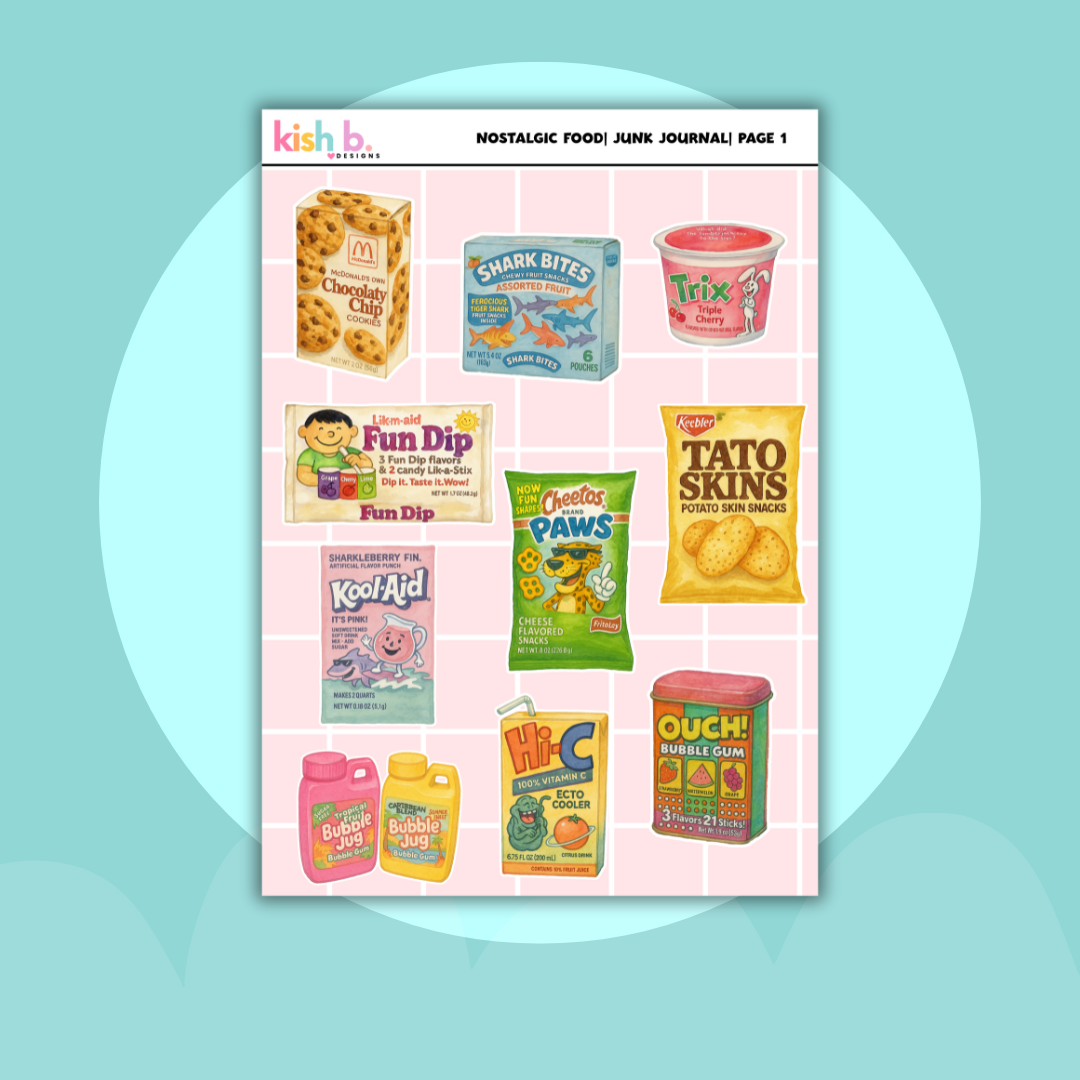 Nostalgic Food |Journal| Sticker Sheet(s)