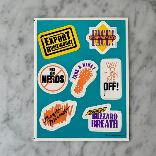 1985 Hallmark Attitude Sticker Sheet