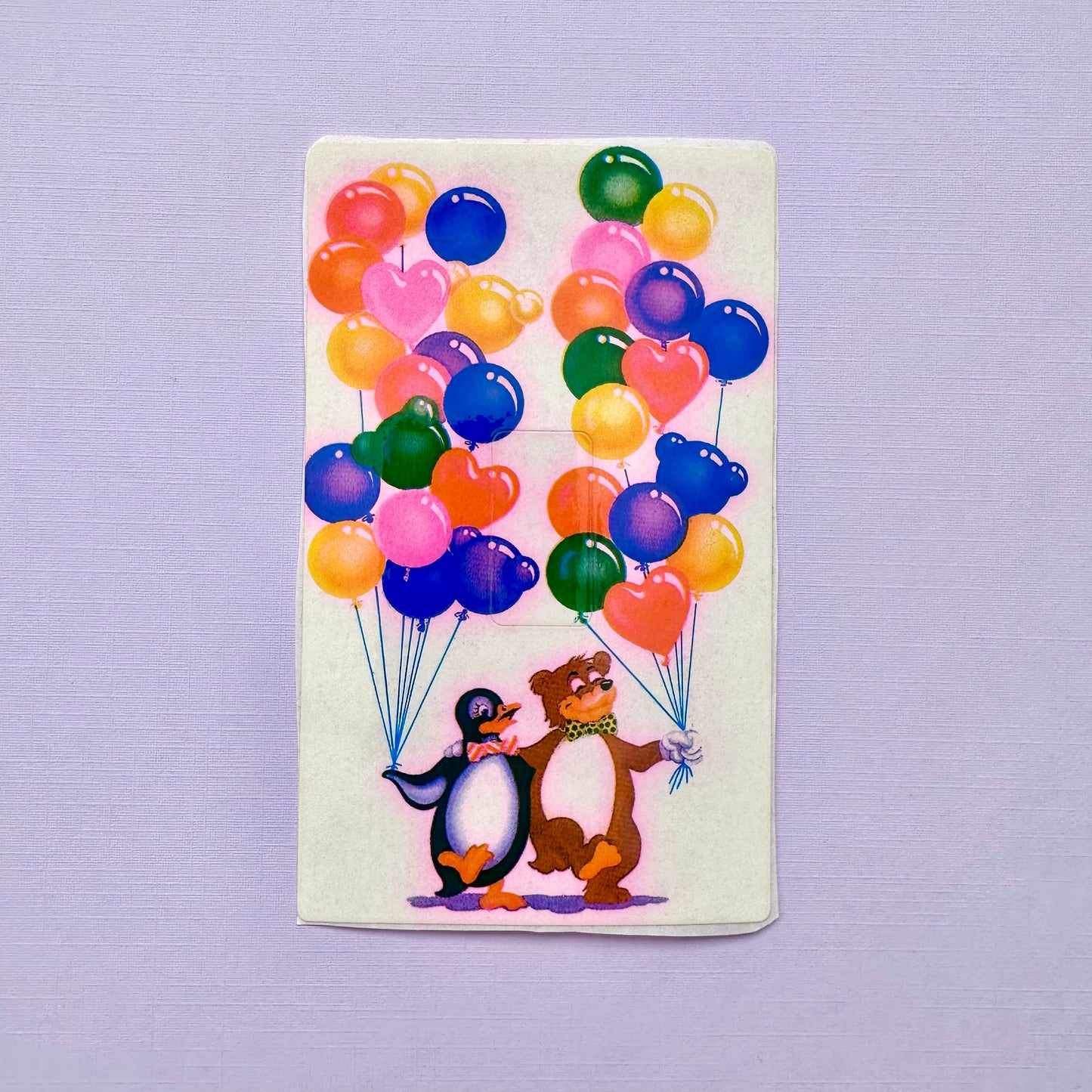 1983 Lisa Frank Teddy Bear & Penguin Light Switch Cover Sticker