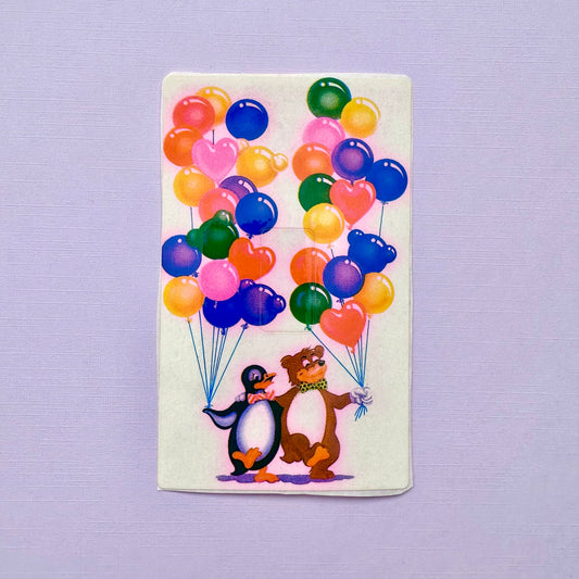 1983 Lisa Frank Teddy Bear & Penguin Light Switch Cover Sticker