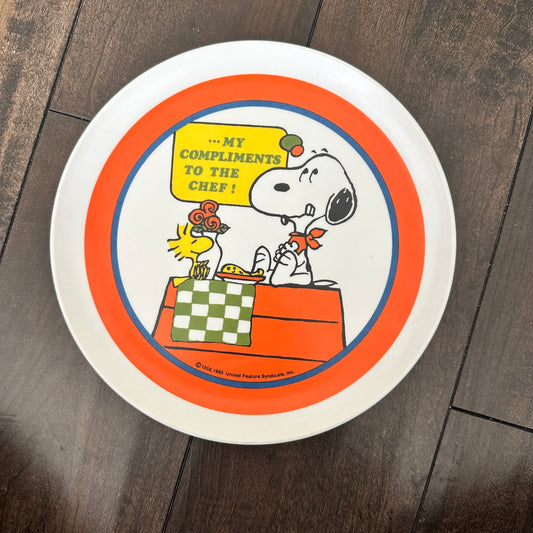 Vintage Peanuts "...My Compliments to the Chef!" Melamine Plate