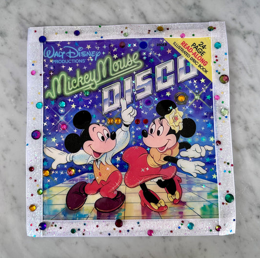 Vintage 80’s Disney Mickey Mouse Disco Book Cover Resin Wall Art