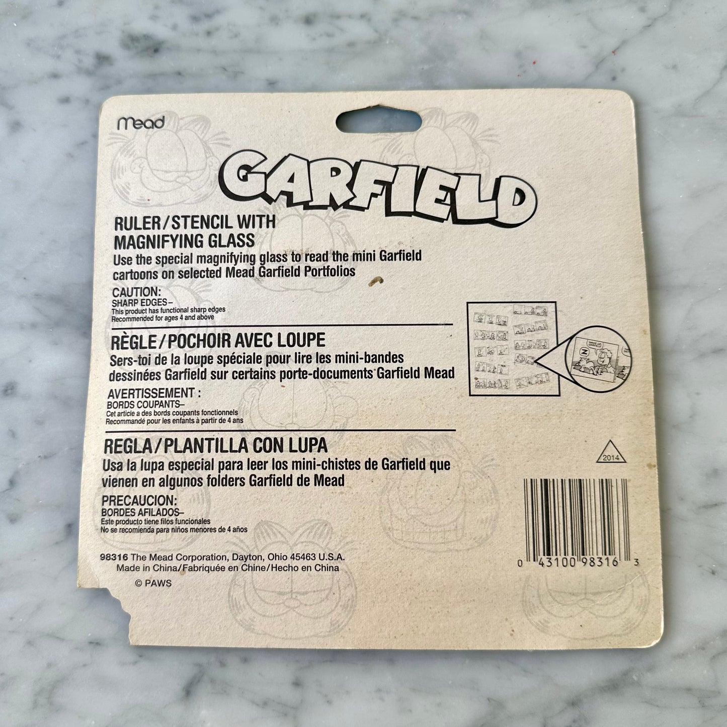 Vintage Garfield Guide Ruler & Magnifying Glass