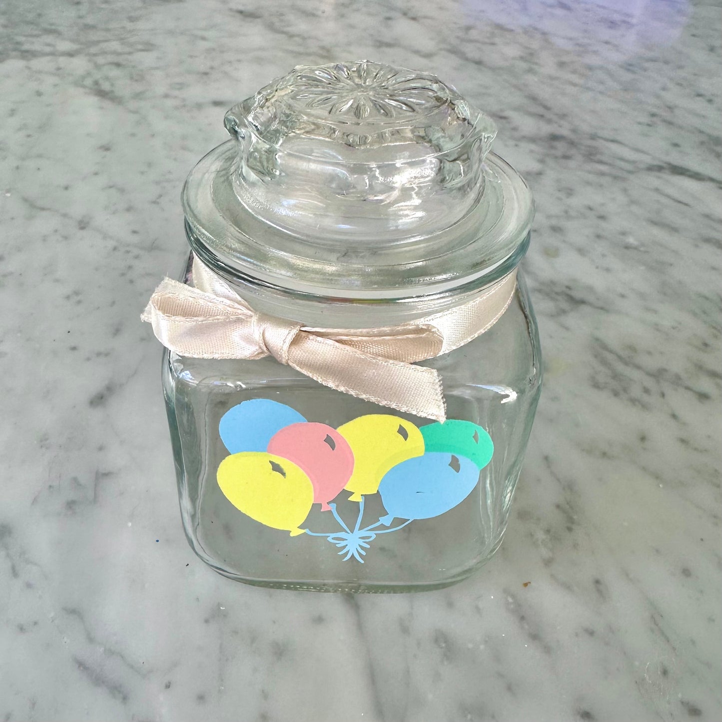 80’s Pastel Balloon Glass Jar