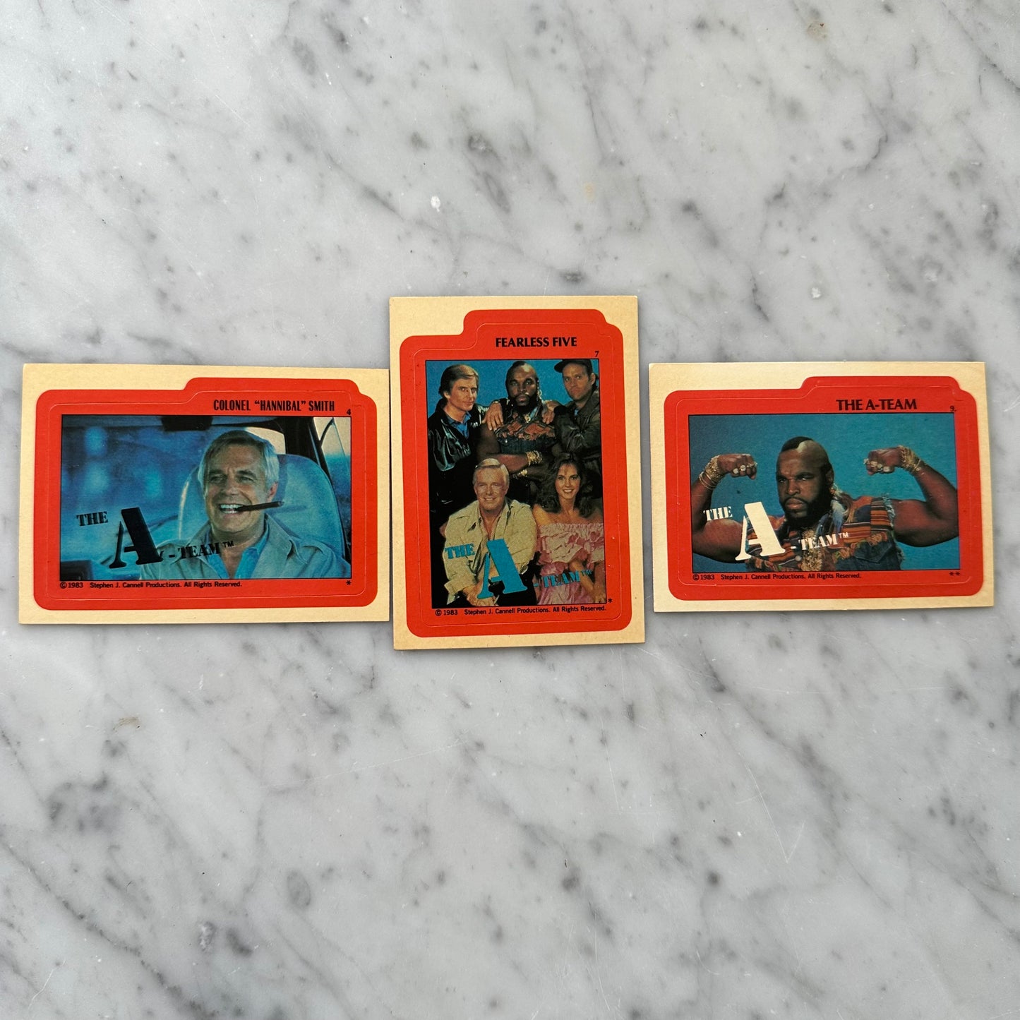 1983 Topps A-Team Trading Cards Stickers-Set of 3
