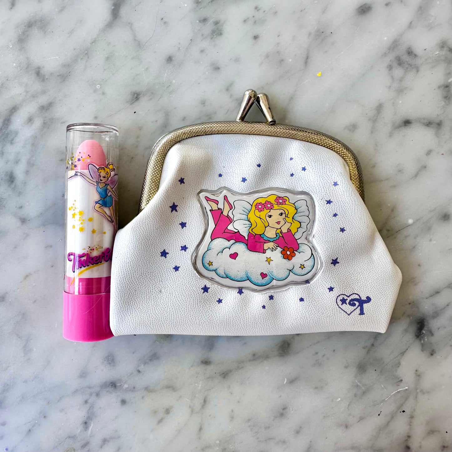 Vintage Tinkerbell Cosmetics Lipstick &  Coin Purse