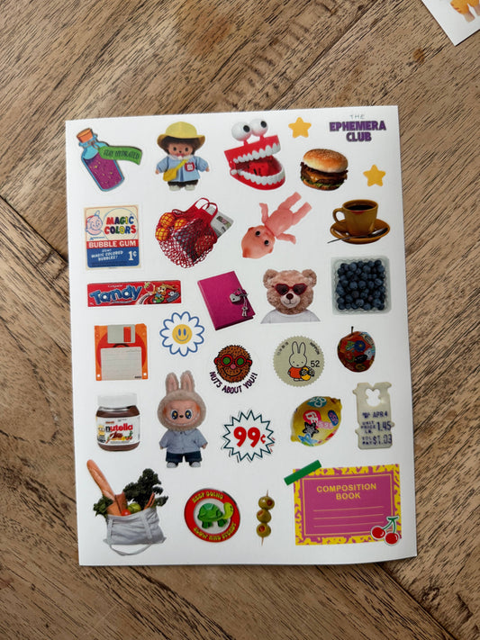 Retro Nostalgia n PNG, Y2K Sticker Sheet