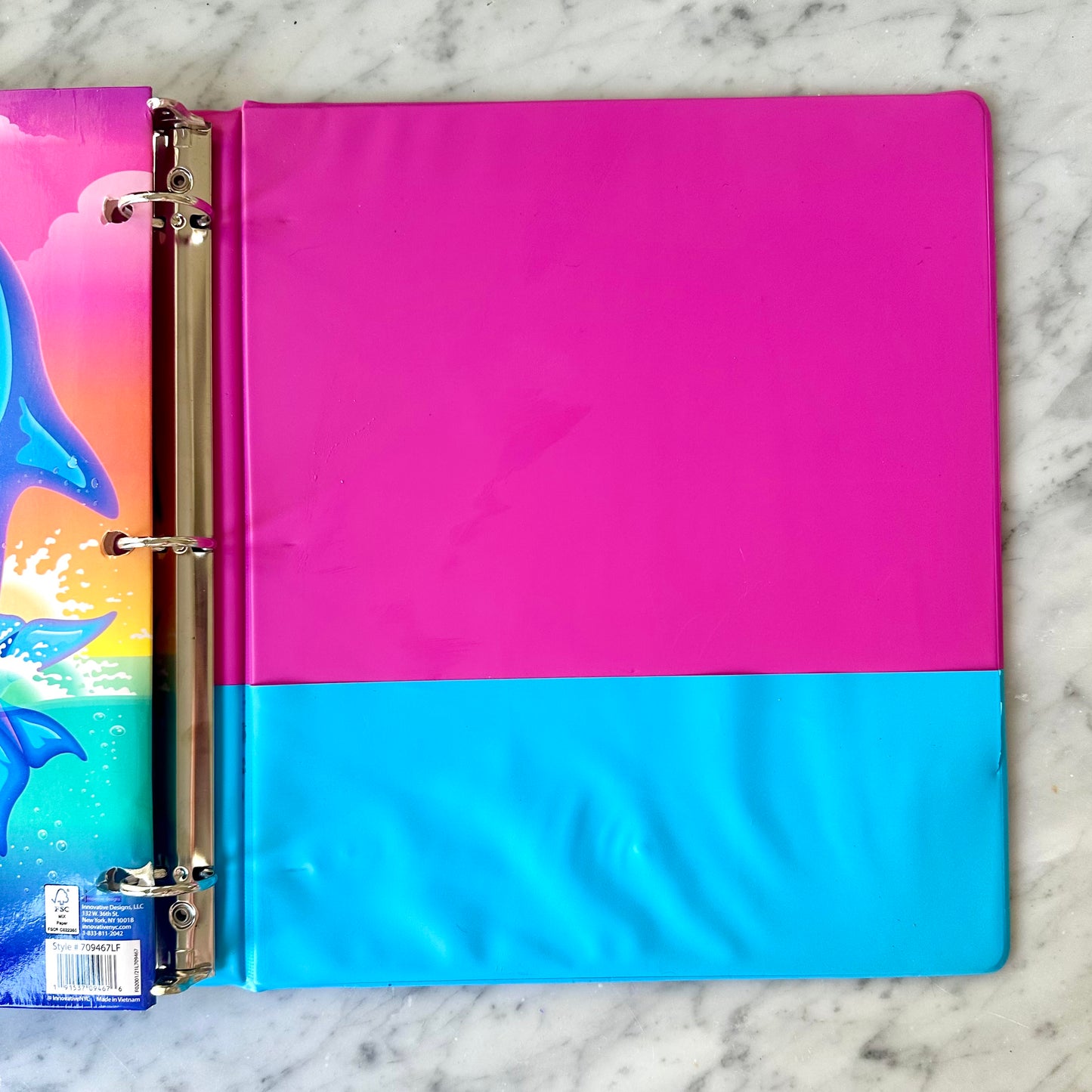 Lisa Frank Markie 3 Ring Binder with Folder
