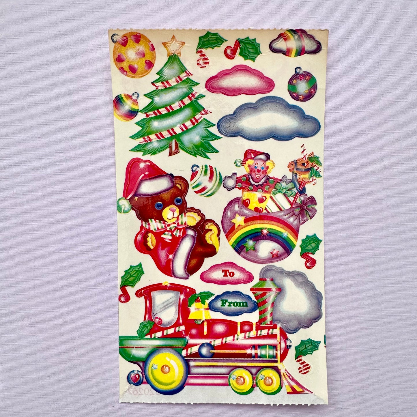80’s Lisa Frank Christmas Sticker Sheet