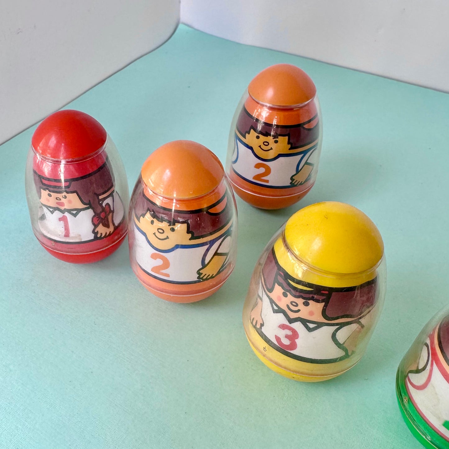 70’s Peelable Football Weeble Wobbles Lot of 6