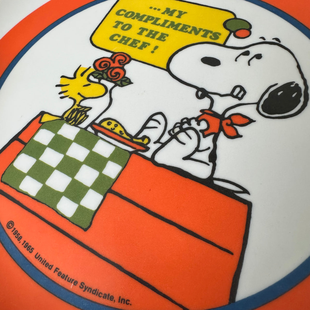 Vintage Peanuts "...My Compliments to the Chef!" Melamine Plate