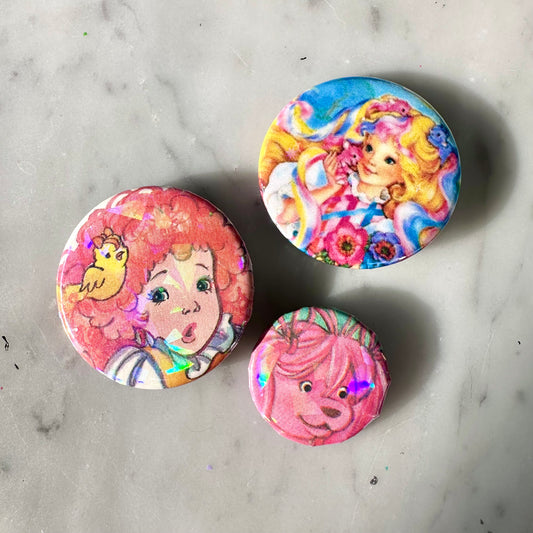 80’s Lady Lovely Locks Children’s Book Holographic Button Set Of 3