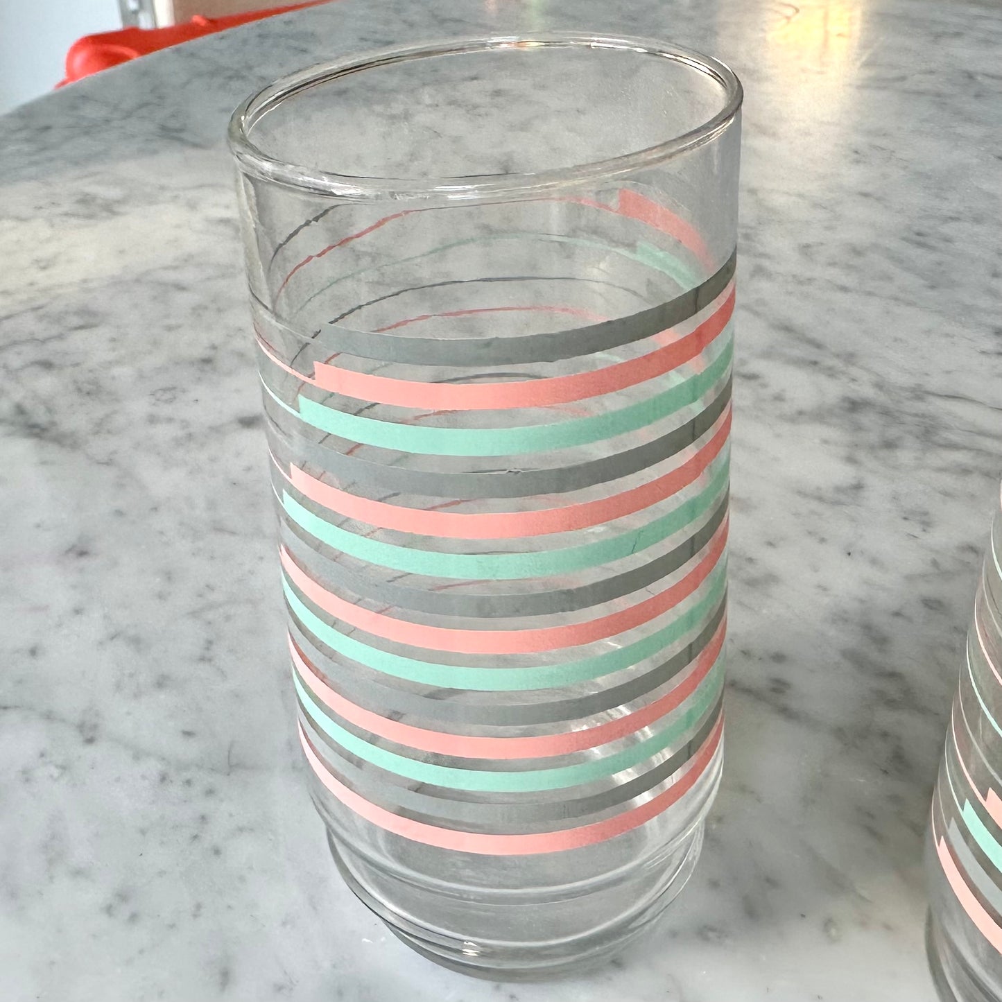 80’s Set of 4 Pastel Striped Drinking Glasses