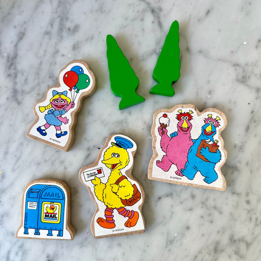 1994 Sesame Street Wooden Activity Train Pieces