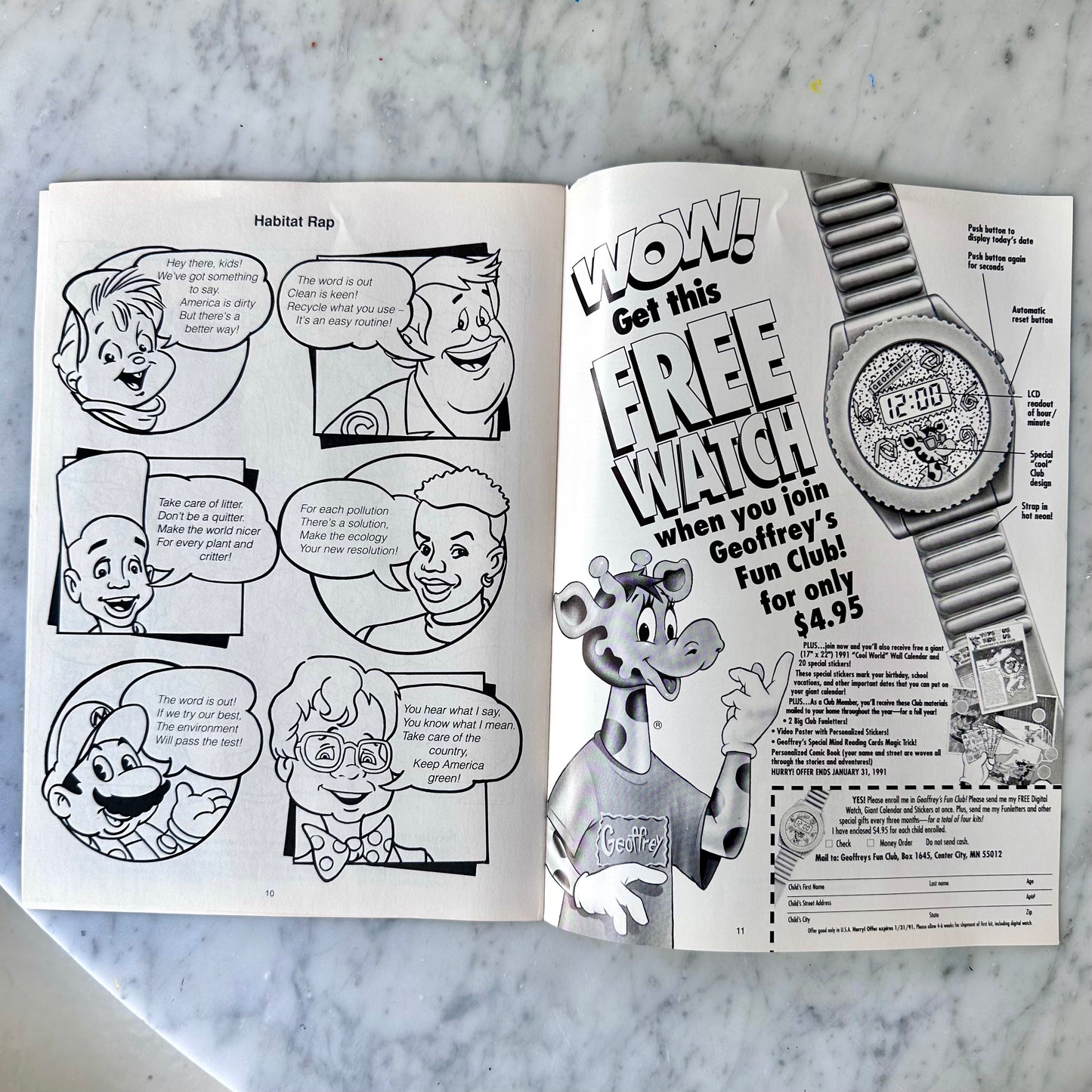 1990 Kid Ecology Color/Activity Book-Geoffrey’s Secret Word Game