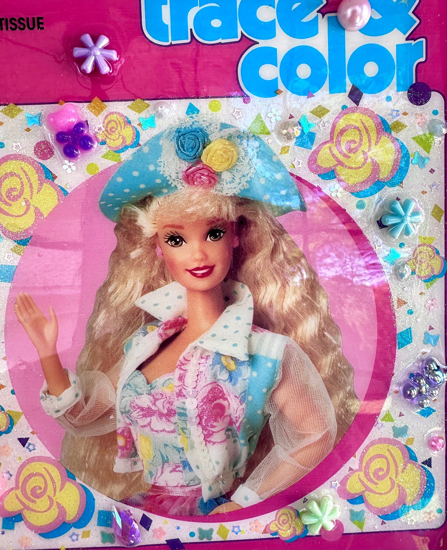 Vintage 80’s Barbie Trace n’ Color Book Cover Resin Wall Art