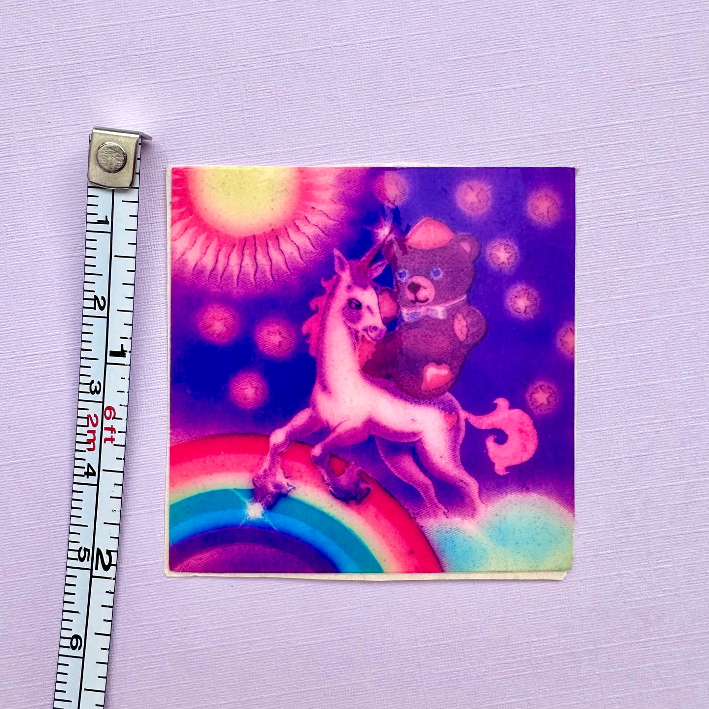 1982 Lisa Frank Bear Riding Unicorn Sticker