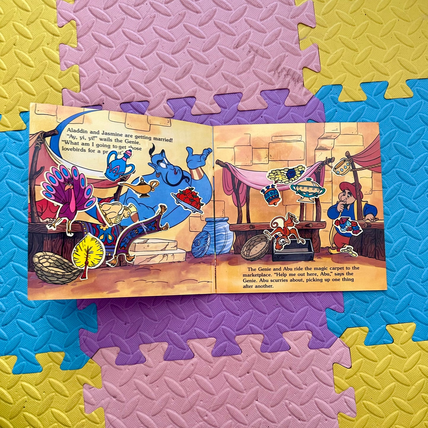 90’s Disney Aladdin “The Genie’s Gift” Colorforms Book