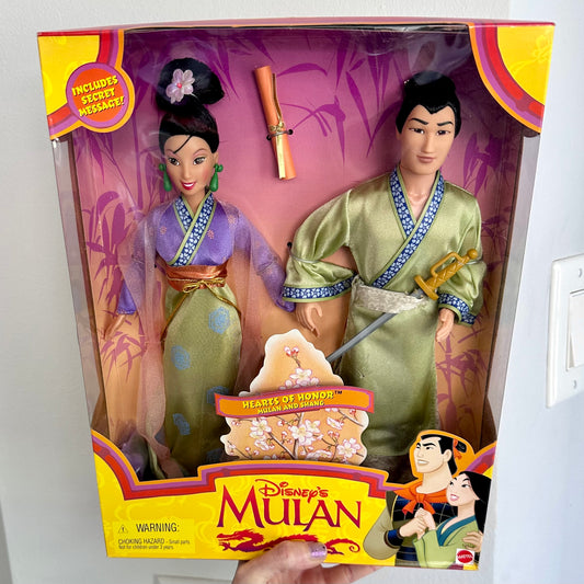 1997 Disney Hearts of Honor Mulan and Shang Dolls in Box