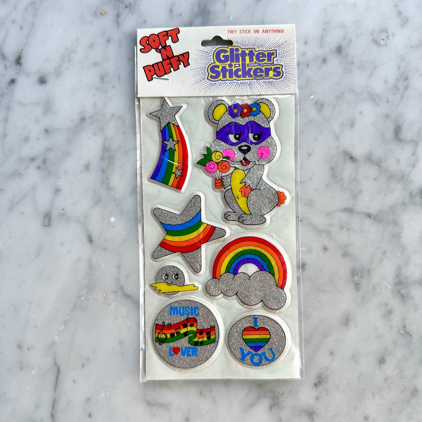 Vintage Glitter Rainbow Puffy Stickers