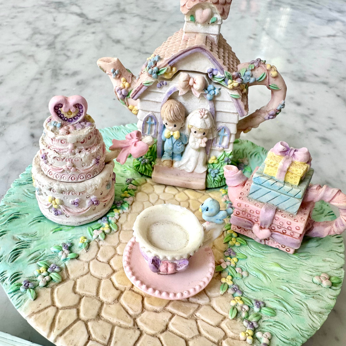1998 Precious Moments Miniature Wedding Teaset