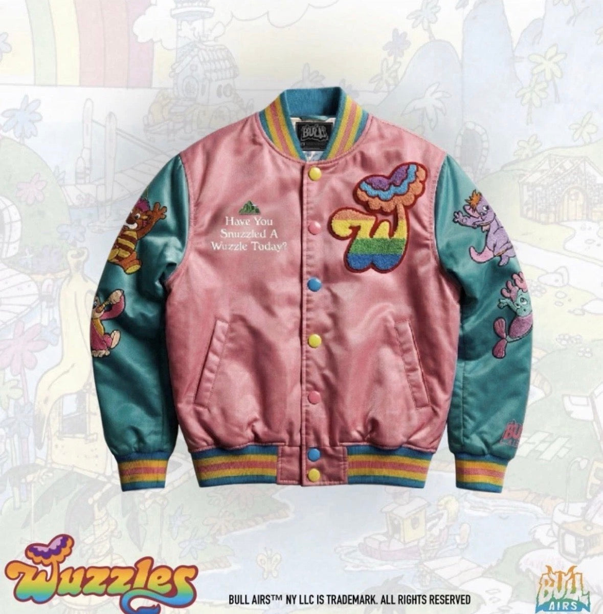 Bull Airs Wuzzles Premium Satin Bomber Jacket Size Small