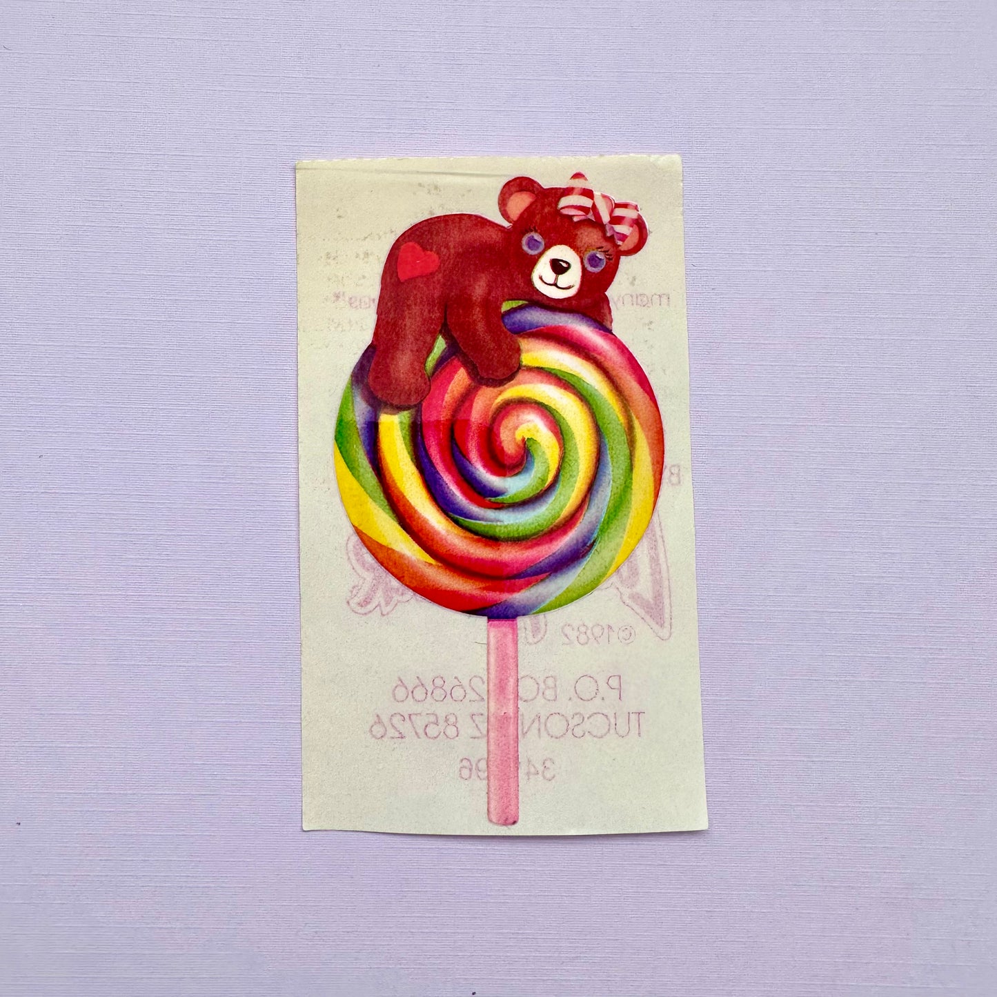 1982 Lisa Frank Lollipop Bear Sticker