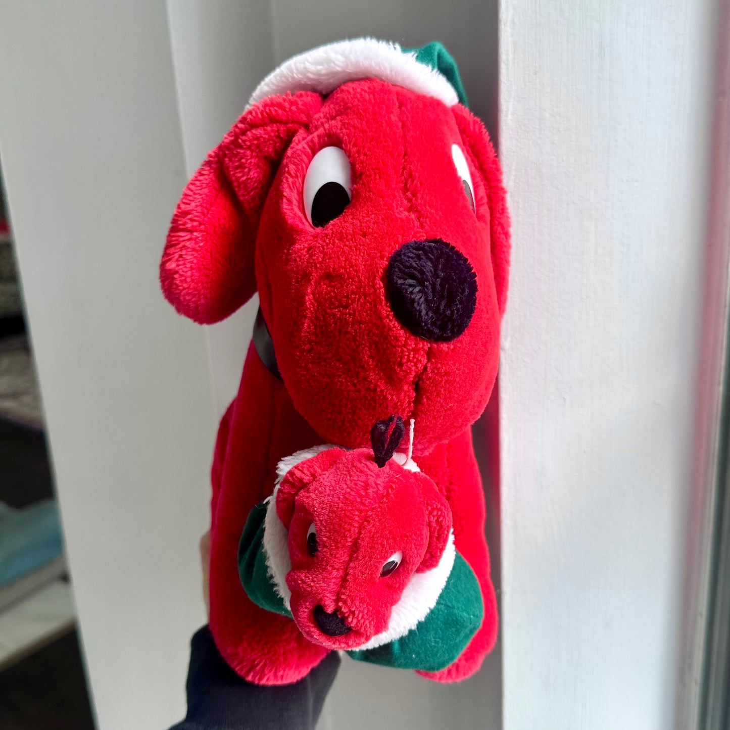 1992 Clifford the Big Red Dog with Puppy Holiday Plush