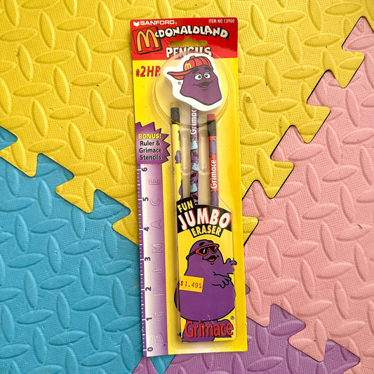 1995 McDonaldland Sanford Grimace Pencil and Eraser Pack