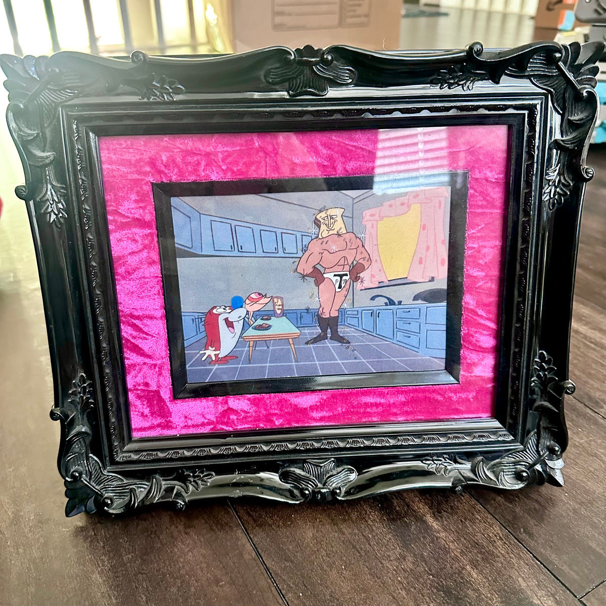 Vintage Framed Ren and Stimpy Postcard