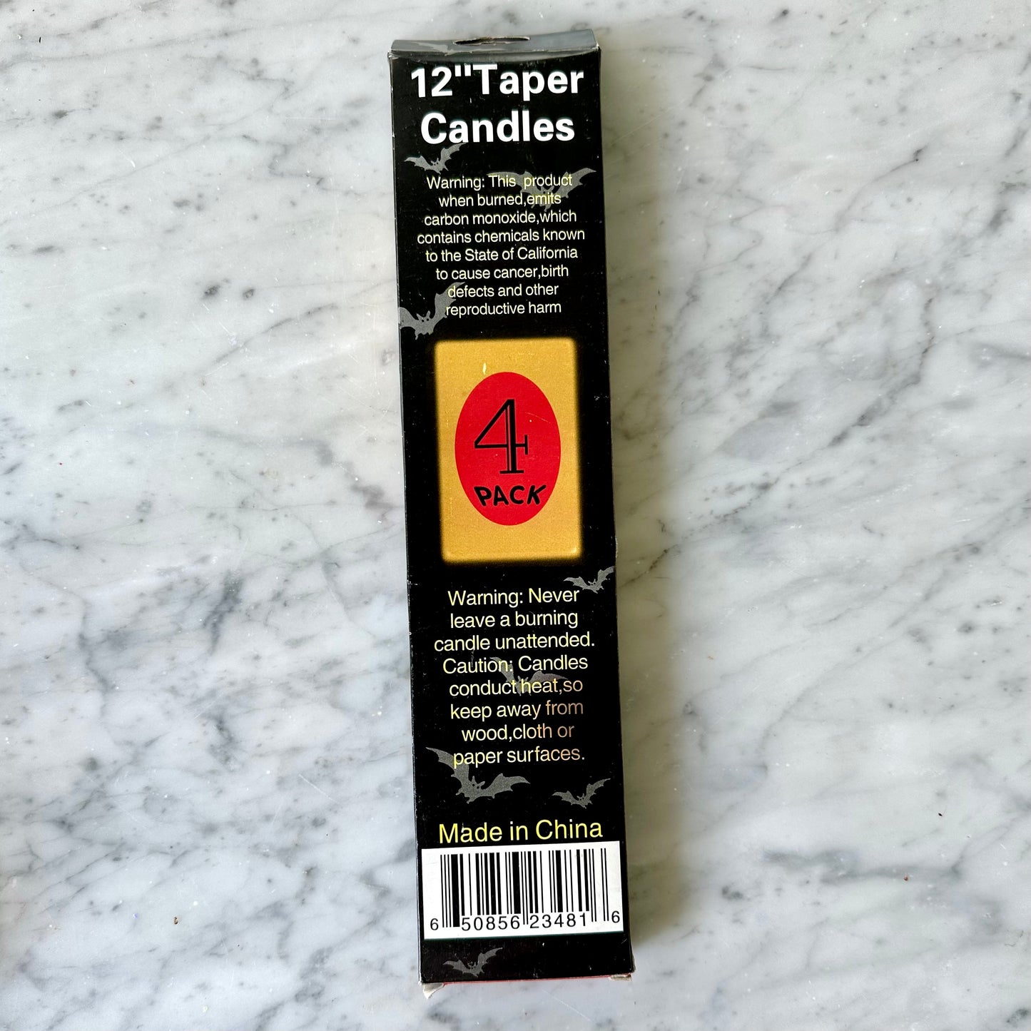 Vintage Black Halloween 12” Taper Candles