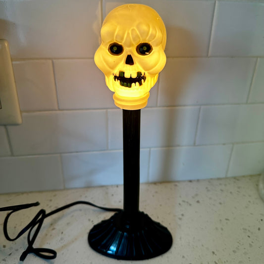 1989 Blow Mold Light Up Skull Candelabra