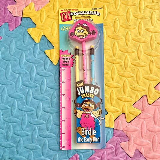 1995 McDonaldland Birdie Pencils and Eraser Set
