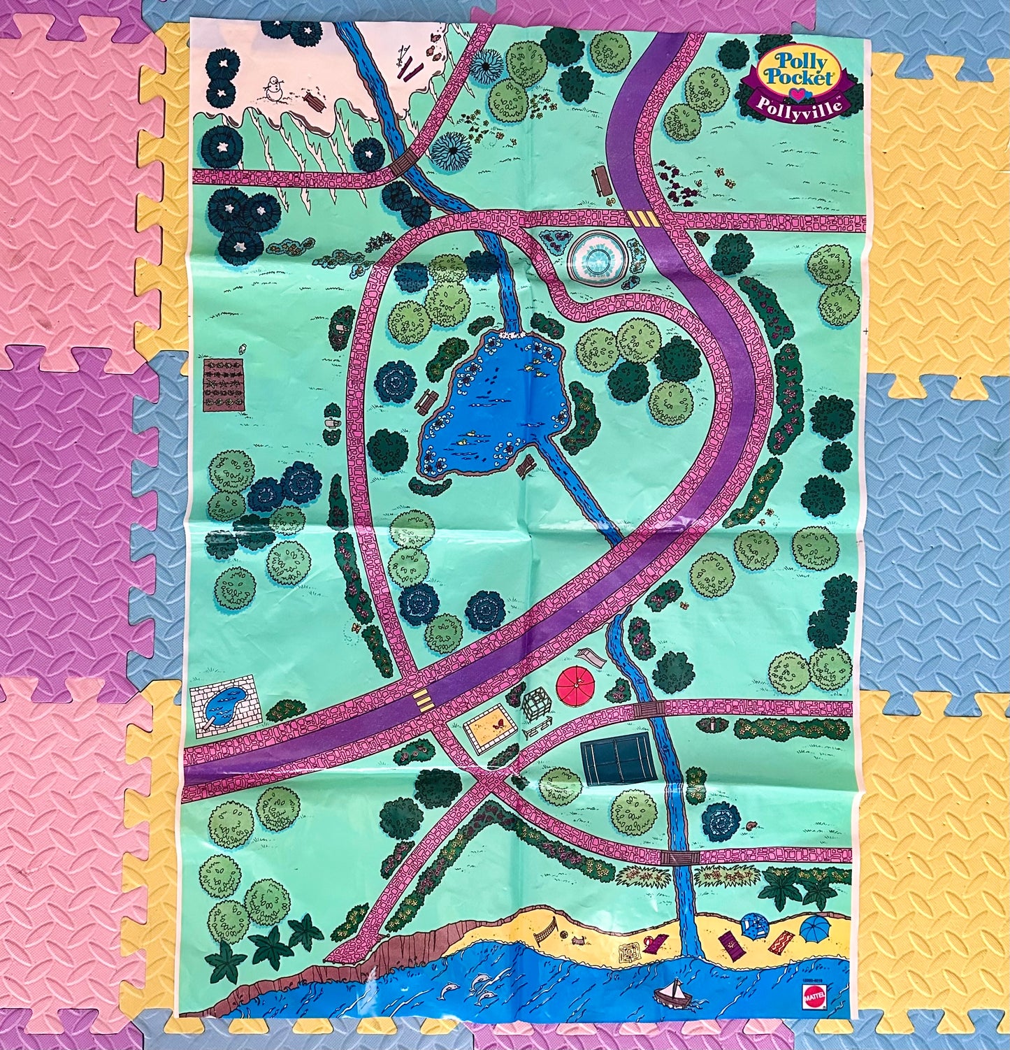 1993 Polly Pocket Pollyville Vinyl Play Mat